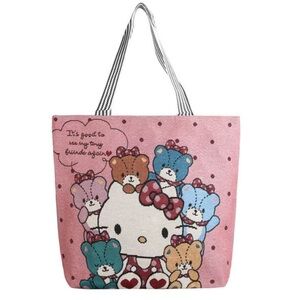 Large Hello Kitty & Teddy Bears Zip Tote Bag,NWOT canvas bag 14”x17”, New in Bag